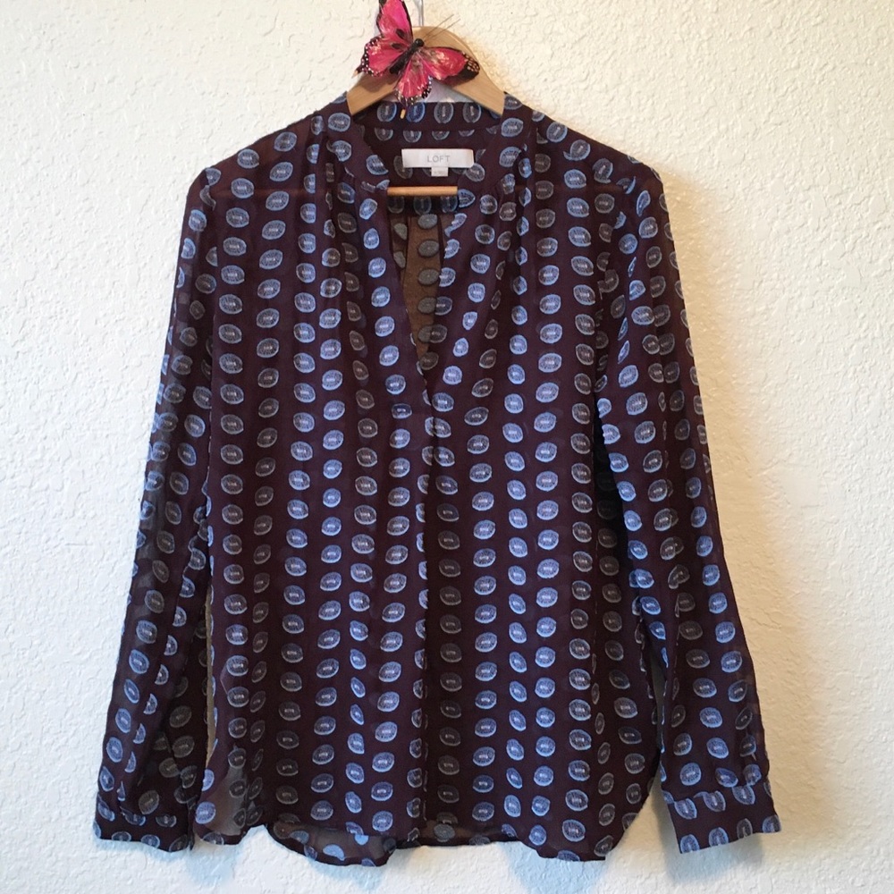 Loft • plum semi sheer blouse